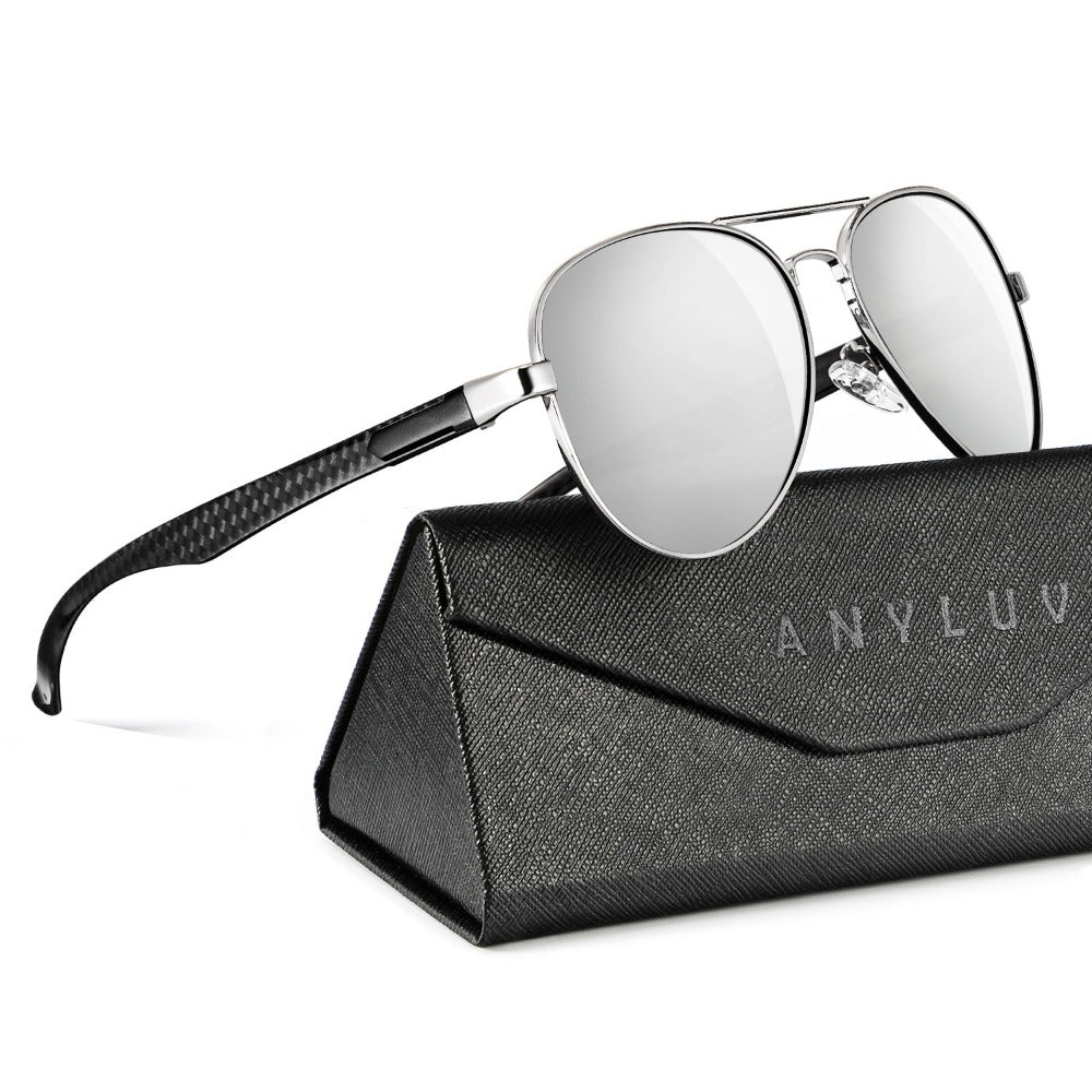 Carbon Fiber Temple Polarized Pilot Sunglasses S55-8