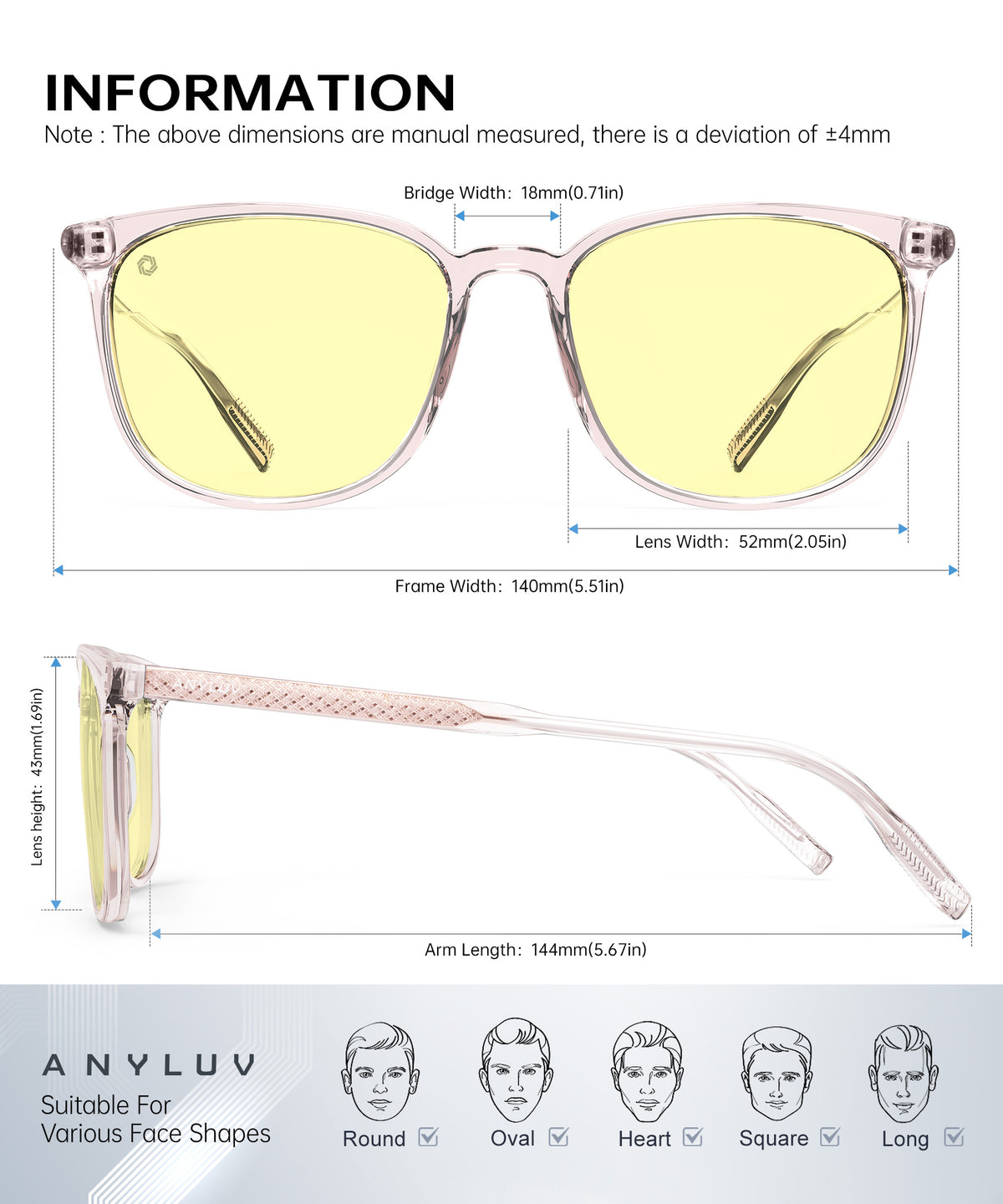 ANYLUV Blue Light Glasses for Woman Men, Womens Blue Light Blocking Glasses Computer Glasses Anti Eyestrain WMAN161-6GP