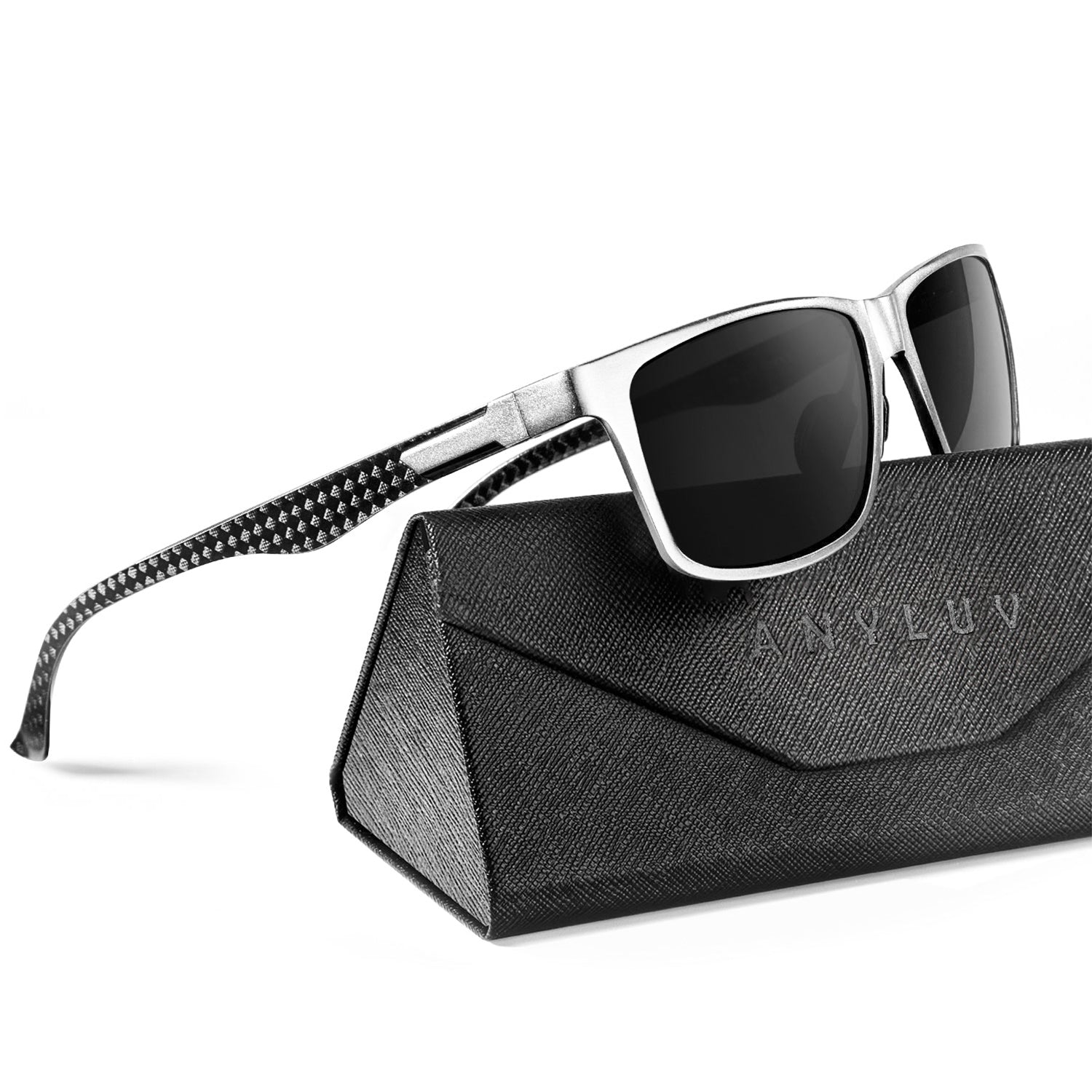 Rectangle Frame Carbon Fiber Temple Sunglasses S50-3