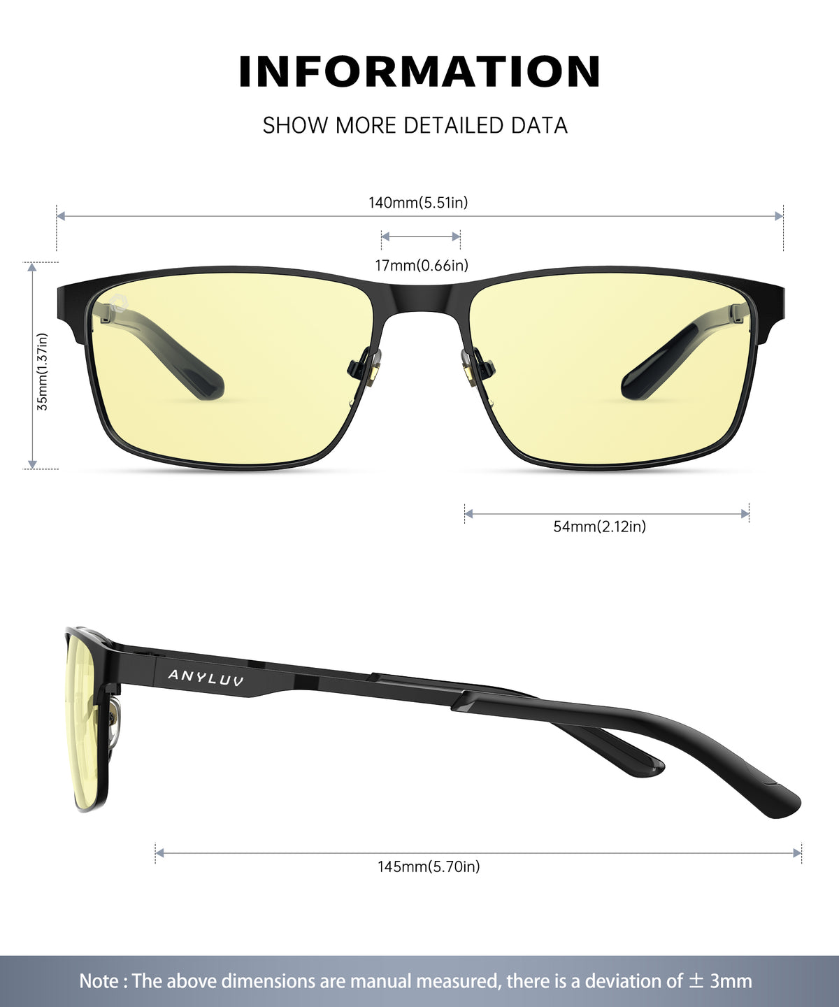 ANYLUV Blue Light Glasses for Men/Women, Lightweight Blue Light Blocking Glasses, Anti-Eye Strain Computer Glasses for Gaming WMAN132-1GP