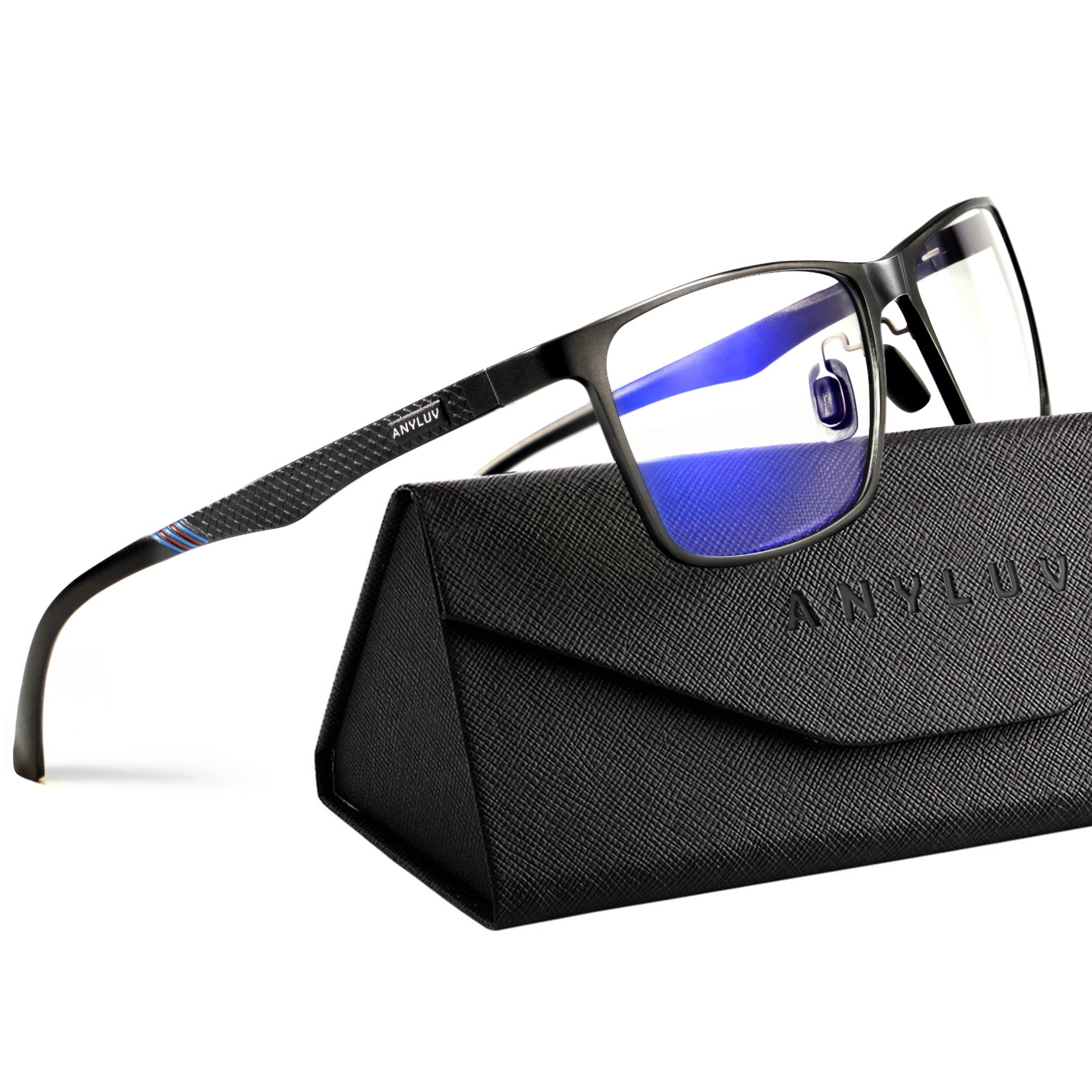 ANYLUV Blue Light Glasses Men, Relieve Eyestrain and Eye Protection, Al-Mg Metal Computer Blue Light Blocking Glasses(WMAN4556-1)