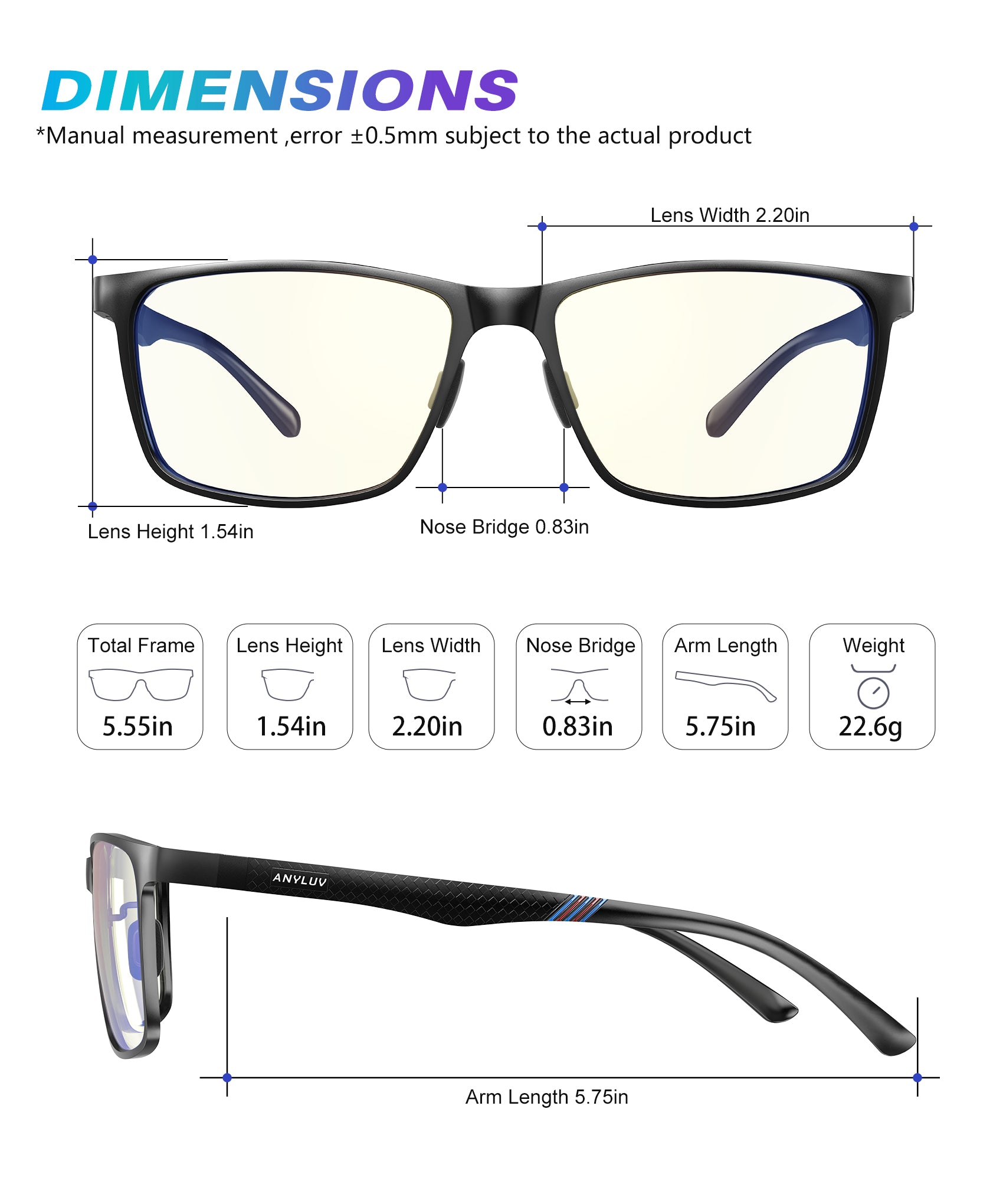 ANYLUV Blue Light Glasses Men, Relieve Eyestrain and Eye Protection, Al-Mg Metal Computer Blue Light Blocking Glasses(WMAN4556-1)