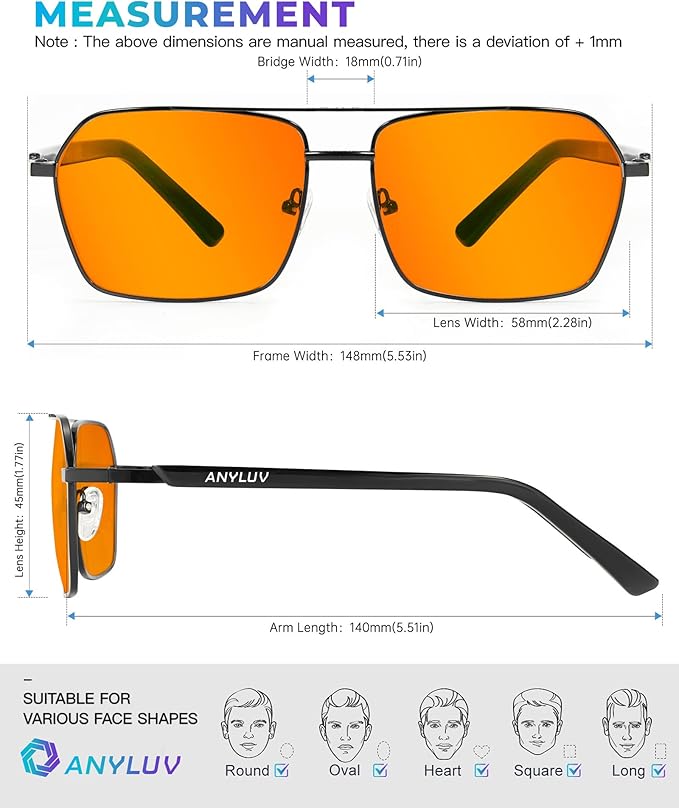 ANYLUV Blue Light Glasses Men/Women, Blue Light Blocking Glasses, Computer Screen Blocker Eyes Protection Glasses 9928-1