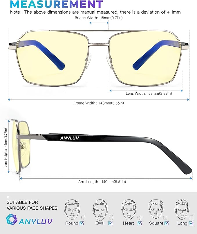 ANYLUV Blue Light Glasses Men/Women, Blue Light Blocking Glasses, Computer Screen Blocker Eyes Protection Glasses 6528-6