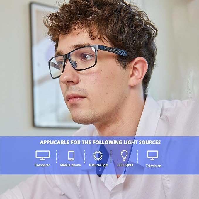 ANYLUV Blue Light Blocking Glasses Men Computer Gaming Glasses Lightweight Al-Mg Metal Anti Eyestrain Eye Protection 4571-1