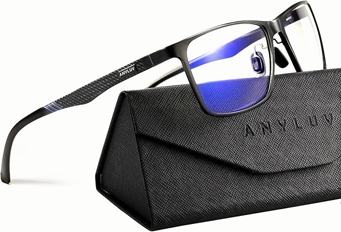 ANYLUV Blue Light Glasses Men, Relieve Eyestrain and Eye Protection, Al-Mg Metal Computer Blue Light Blocking Glasses 4556-1