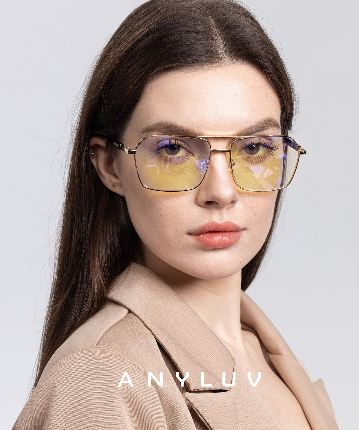 ANYLUV Reading Glasses Men Women Blue Light Blocking,Premium Mens Reading Glasses Al-mg Frame with Spring Hinge Anti Glare(WMAN4528-1-L225-1)