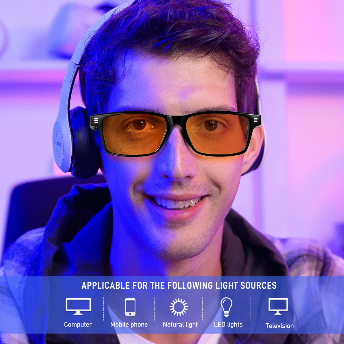ANYLUV Blue Light Glasses Men Woman, Blue Light Blocking Glasses for Computer Gaming, Eye Strain Relief Eye Protection WMAN9908-1
