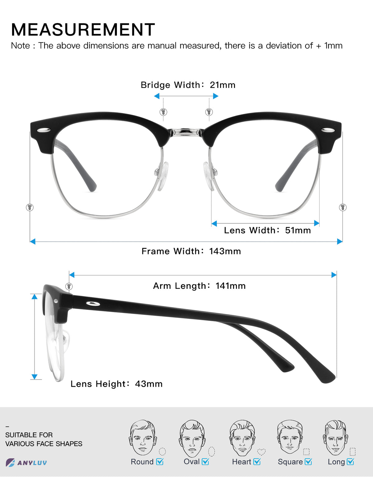 ANYLUV Blue Light Glasses for Women and Men,Advanced Computer Glasses,Semi Rimless Glasses(2 Packs)(WMAN4514-2-3)
