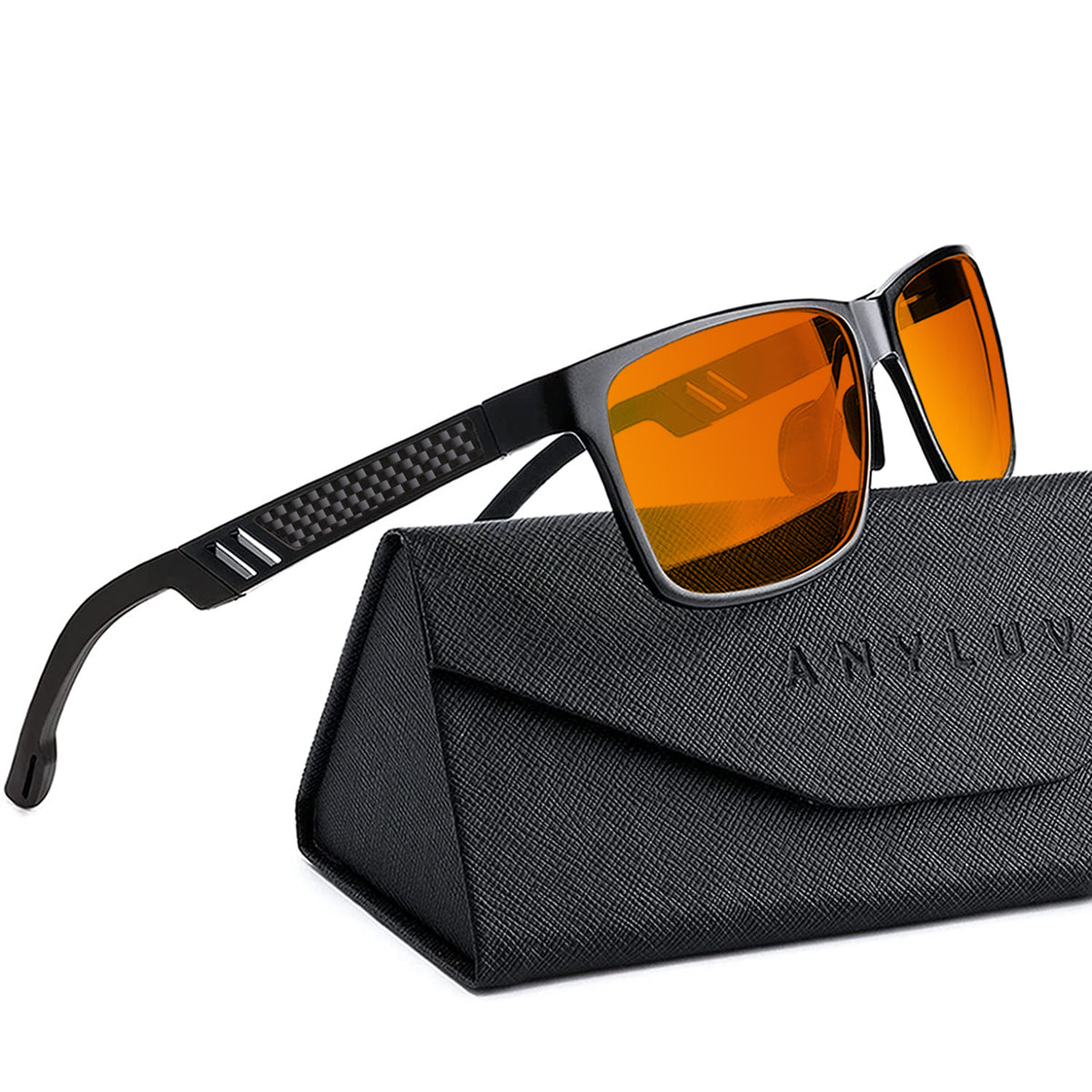 ANYLUV Blue Light Blocking Glasses Men Computer Gaming Glasses Lightweight Al-Mg Metal Anti Eyestrain Eye Protection/Orange Lens WMAN9971-1