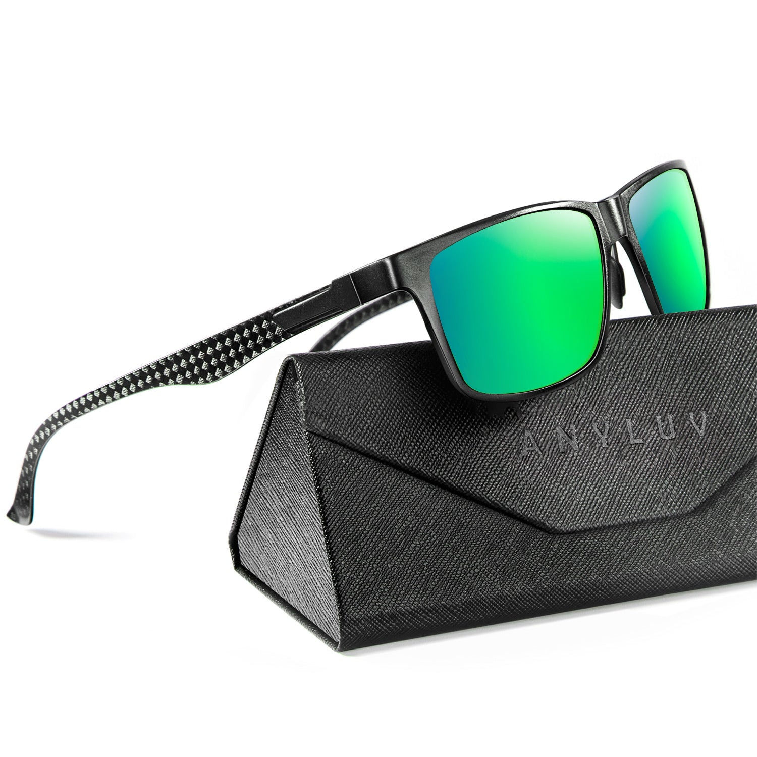 Rectangle Frame Carbon Fiber Temple Sunglasses S50-7