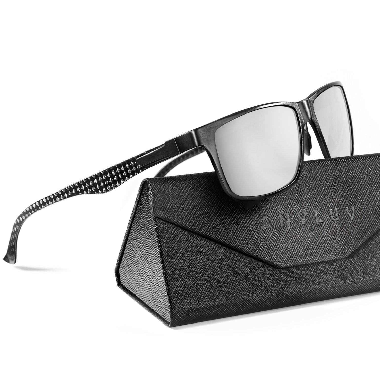 Rectangle Frame Carbon Fiber Temple Sunglasses S50-9