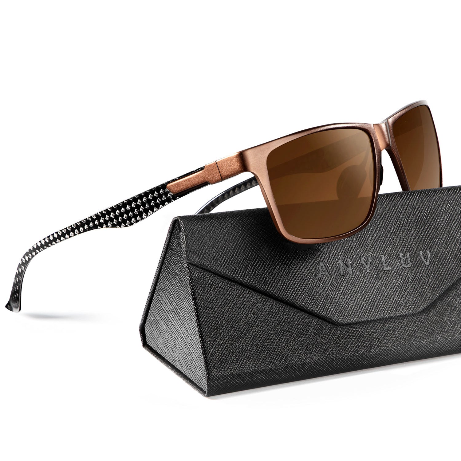 Rectangle Frame Carbon Fiber Temple Sunglasses S50-4