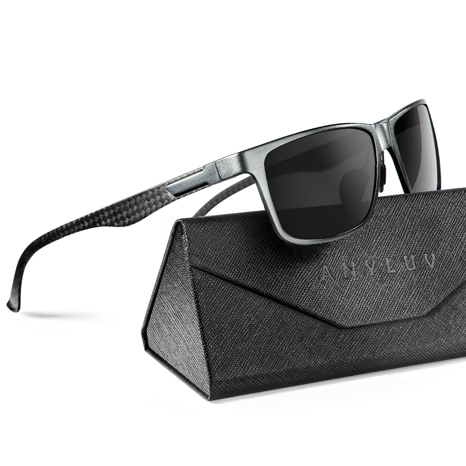 Rectangle Frame Carbon Fiber Temple Sunglasses S50-2