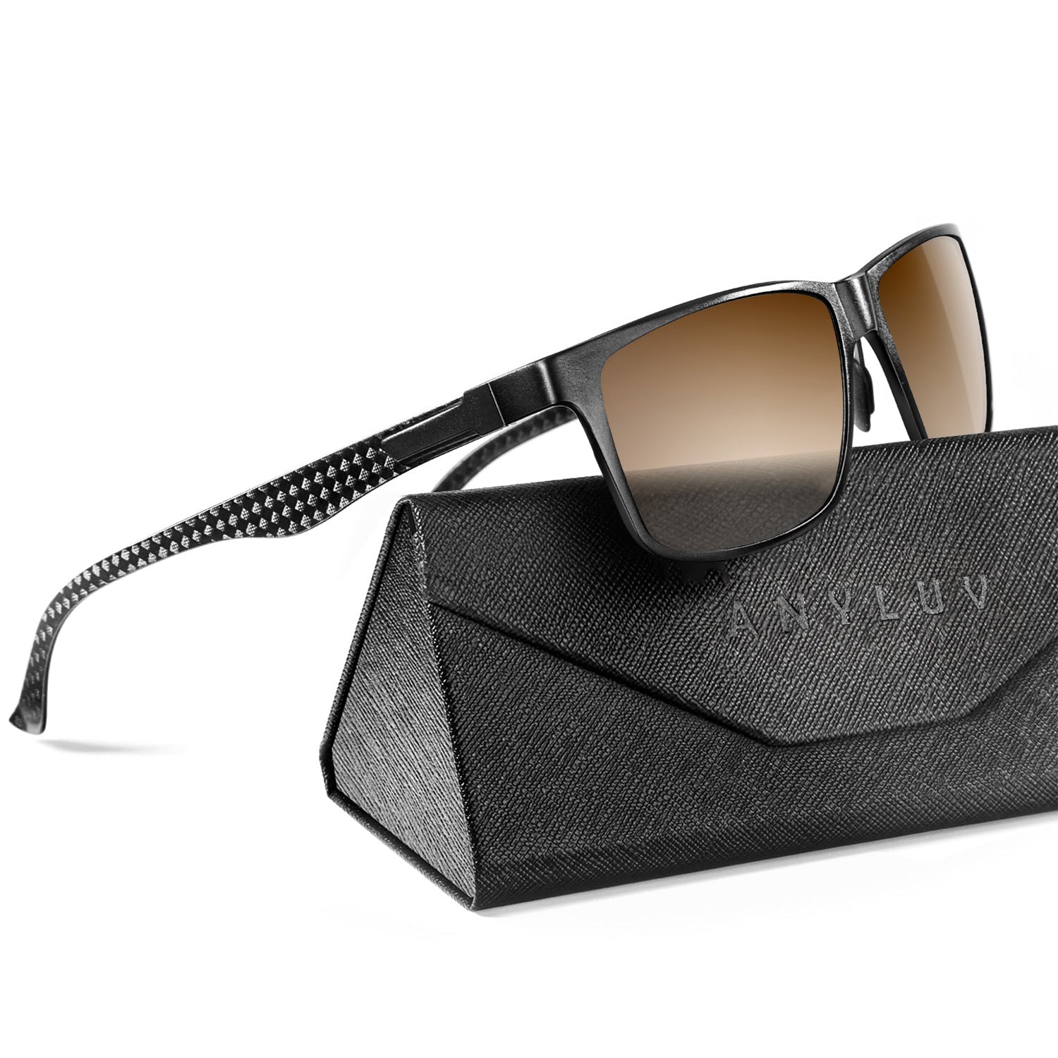 Rectangle Frame Carbon Fiber Temple Sunglasses S50-10