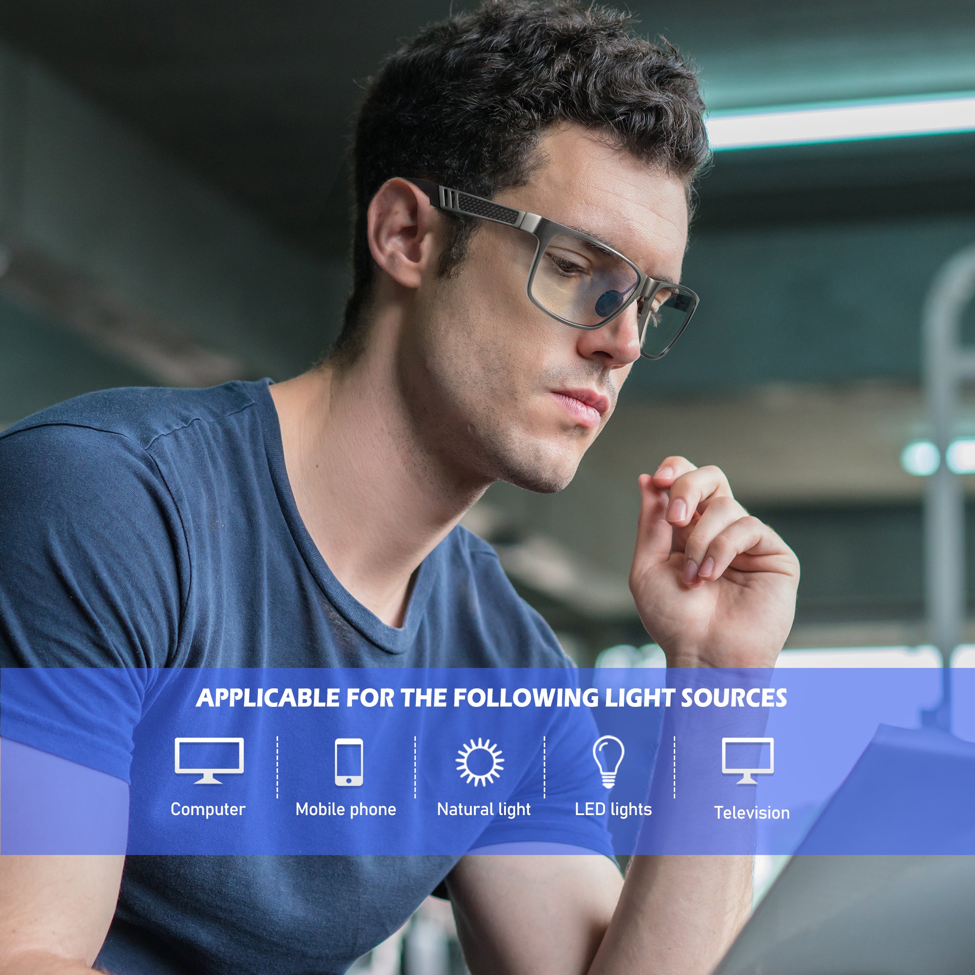 ANYLUV Blue Light Blocking Glasses for Computer and Reading Lightweight Al-Mg Metal Anti-Eye Strain Glasses for Woman & Men(WMAN4571-1)