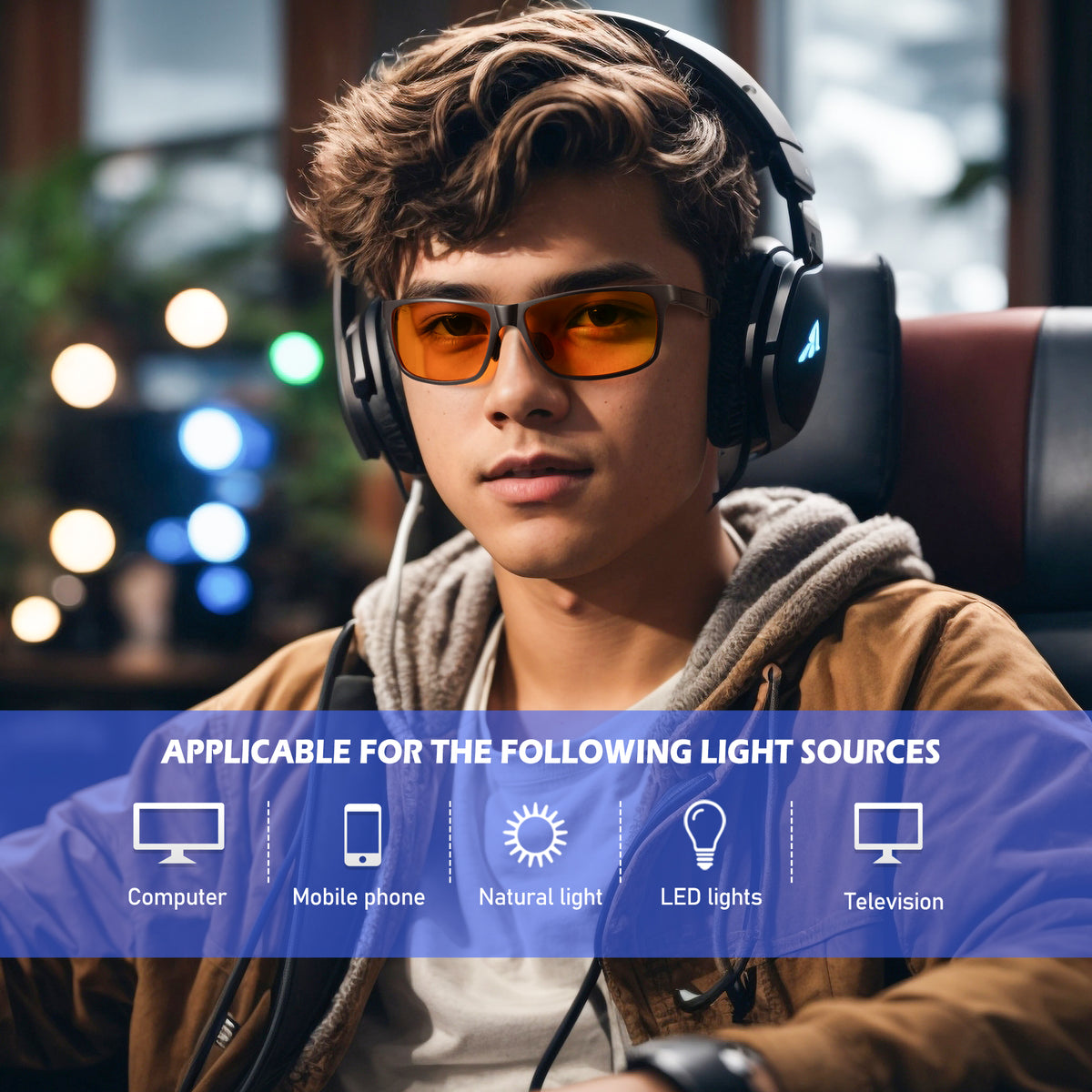 ANYLUV Blue Light Blocking Glasses Men Computer Gaming Glasses Lightweight Al-Mg Metal Anti Eyestrain Eye Protection/Orange Lens WMAN9971-1