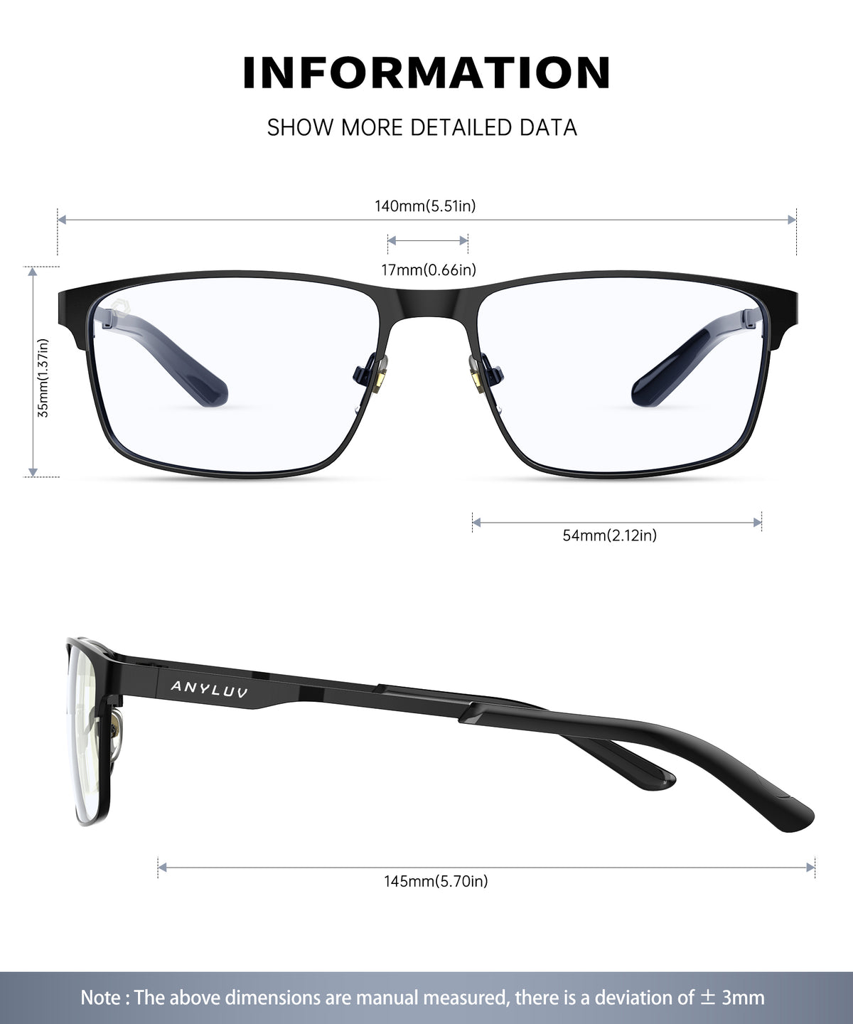 ANYLUV Reading Glasses Men/Women, Anti Eyestrain Blue Light Reader,Metal Cheaters Reading Computer Glasses,+2.50(WMAN132-1EP-L250)