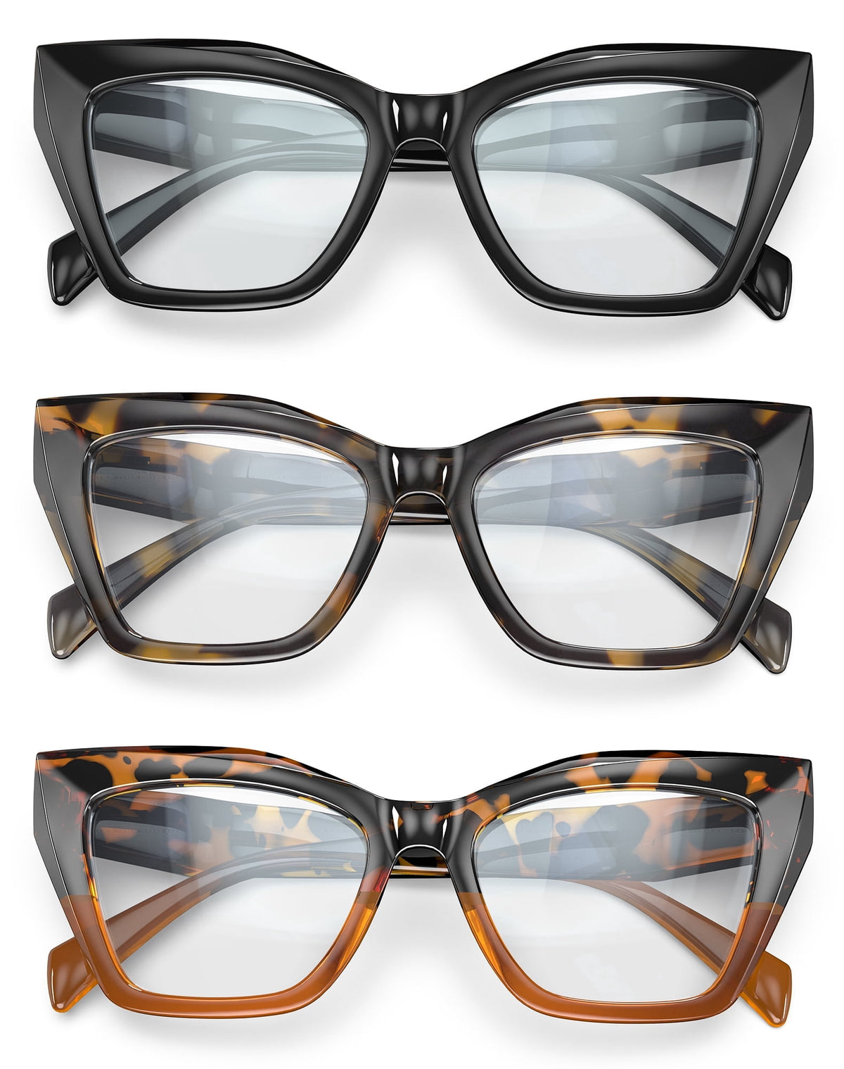 3-Pack Women's Reading Glasses with Blue Light Blocking and Anti-Glare Features 3.0X(WMANJS1202-1-2-3-L300)