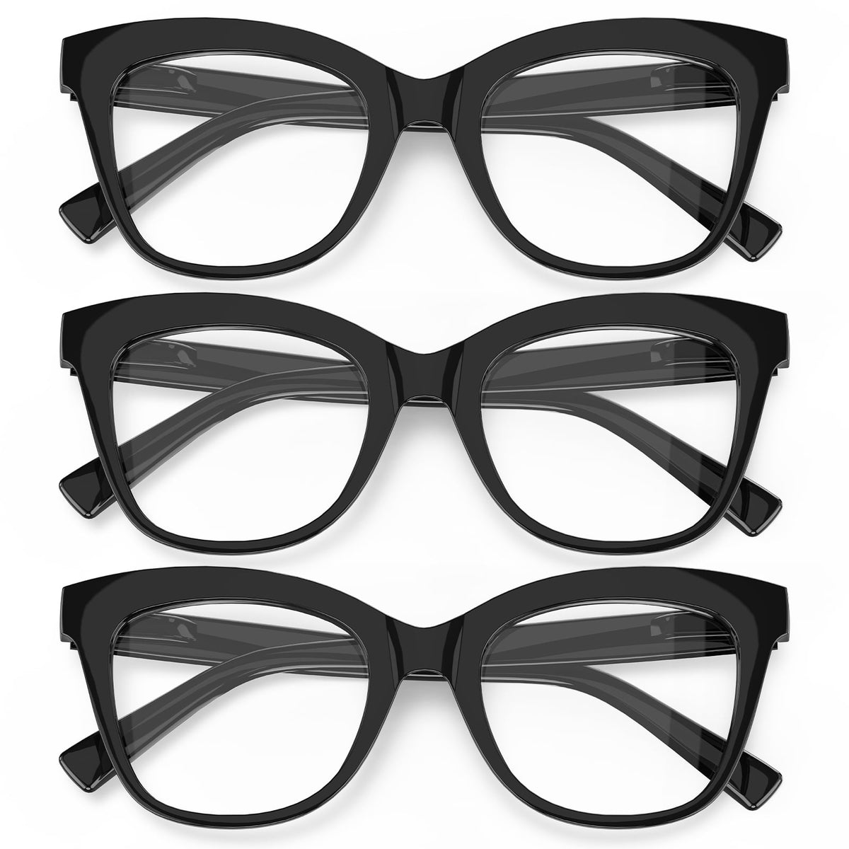 3-Pack Women's Reading Glasses with Blue Light Blocking and Anti-Glare Features(WMANJS1205-1-1-1-L200)