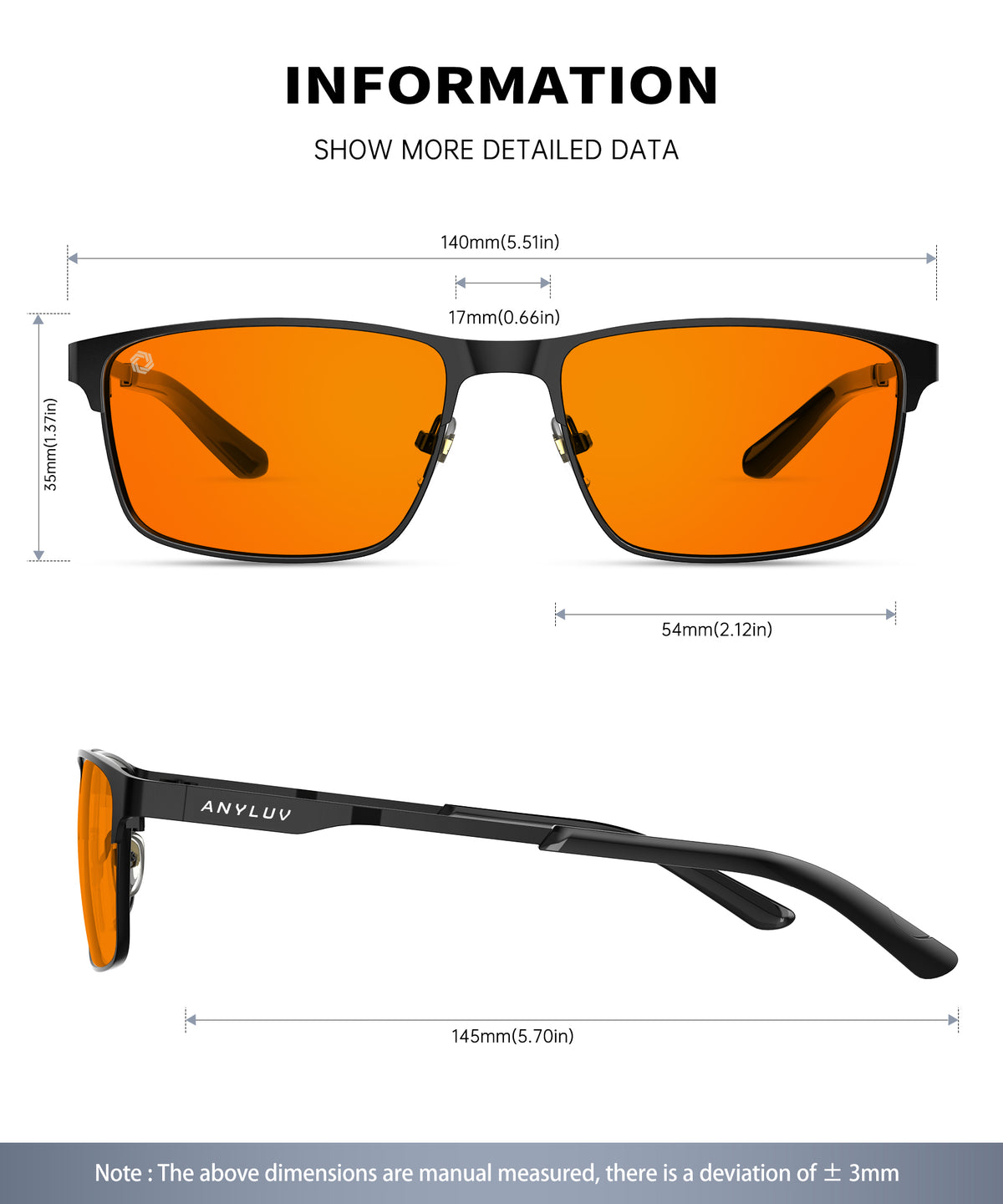ANYLUV Blue Light Glasses for Men/Women, Lightweight Blue Light Blocking Glasses, Anti-Eye Strain Computer Glasses for Gaming WMAN132-1MP