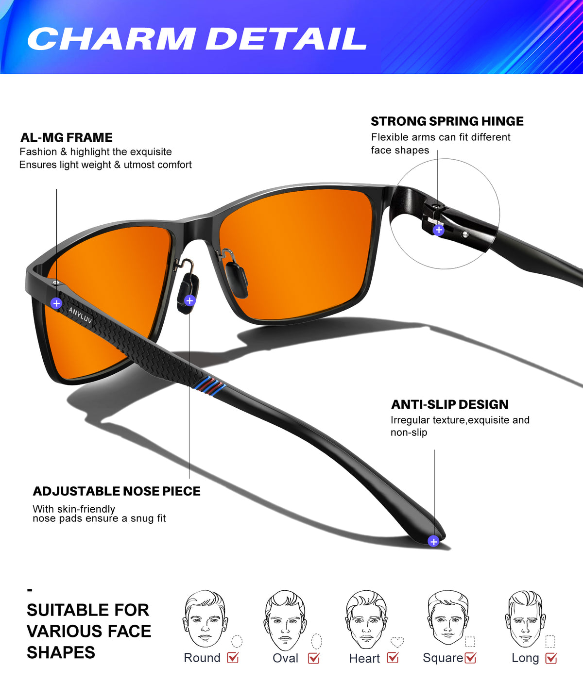 ANYLUV Blue Light Glasses Men/Women, Al-Mg Metal Computer Blue Light Blocking Glasses, Relieve Eyestrain and Eye Protection WMAN9956-1
