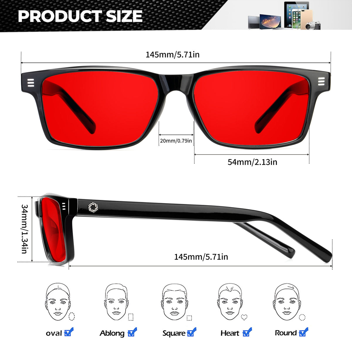 ANYLUV Blue Light Glasses Men Woman, Blue Light Blocking Glasses for Computer Gaming, Eye Strain Relief Eye Protection WMAN4508-1SE