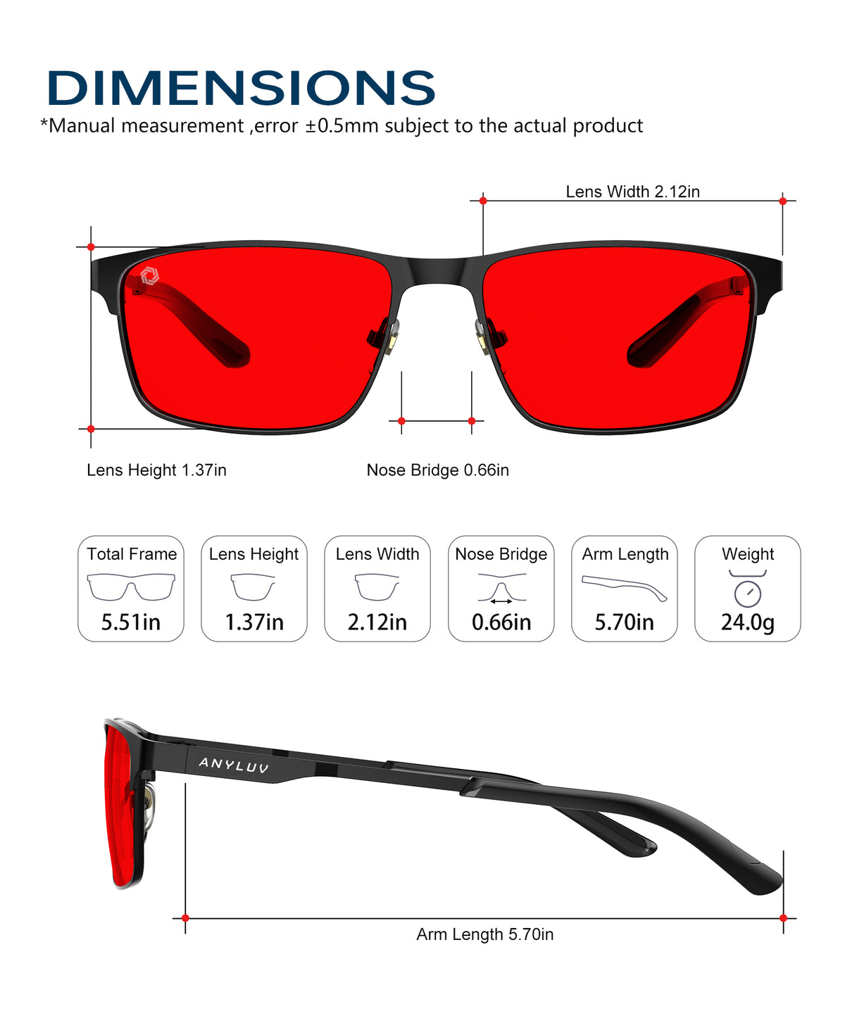 ANYLUV Blue Light Glasses for Men/Women, Lightweight Blue Light Blocking Glasses, Anti-Eye Strain Computer Glasses for Gaming WMAN132-1SE