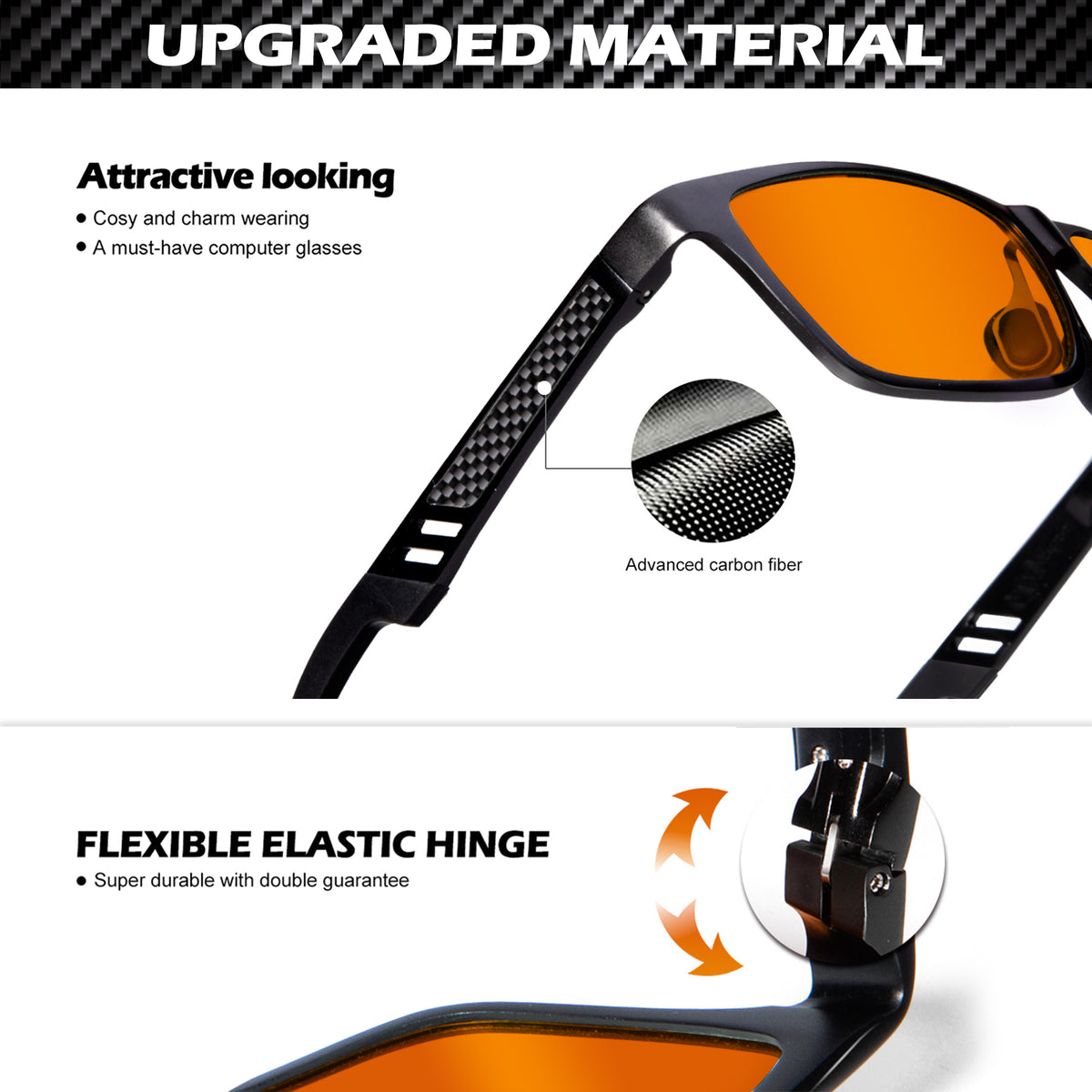 ANYLUV Blue Light Blocking Glasses Men Computer Gaming Glasses Lightweight Al-Mg Metal Anti Eyestrain Eye Protection/Orange Lens WMAN9971-1