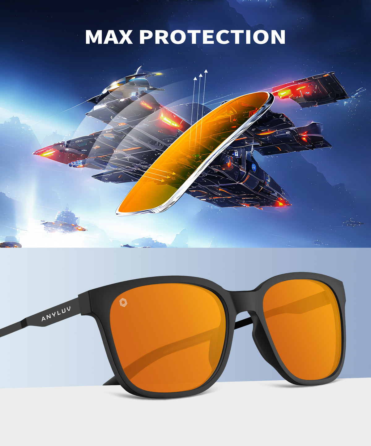 ANYLUV Blue Light Glasses for Men, Lightweight Computer Gaming Glasses, Stylish Anti Eyestrain Blue Light Blocking Men WM114-2MP
