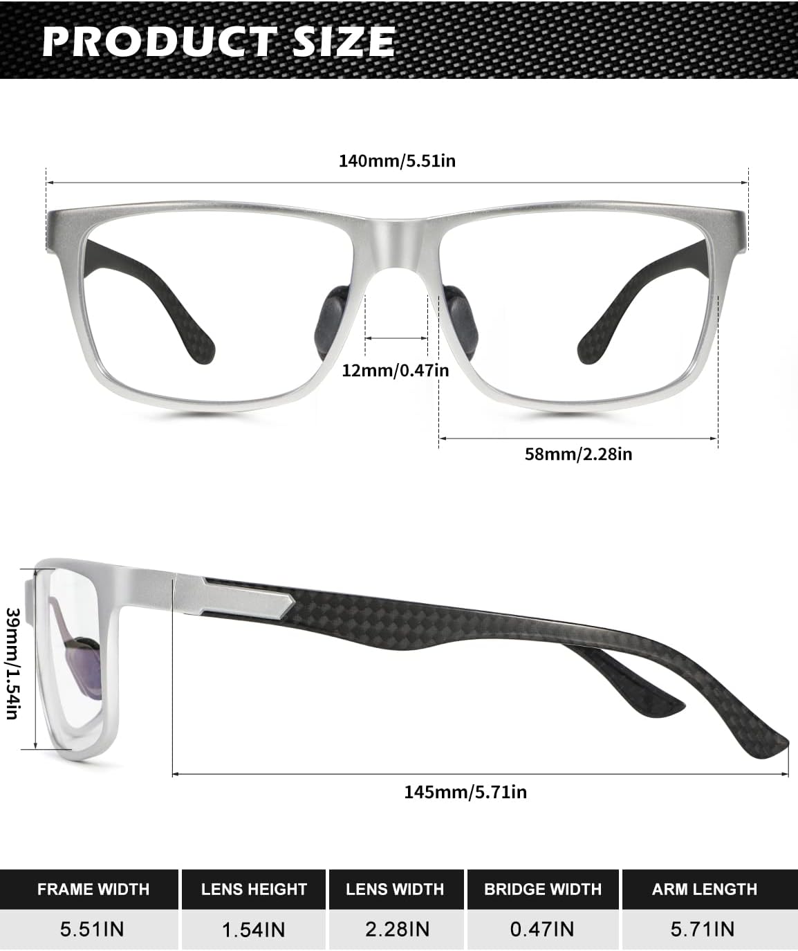 Upgraded Carbon Fiber Temples Blue Light Blocking Glasses 4550-2