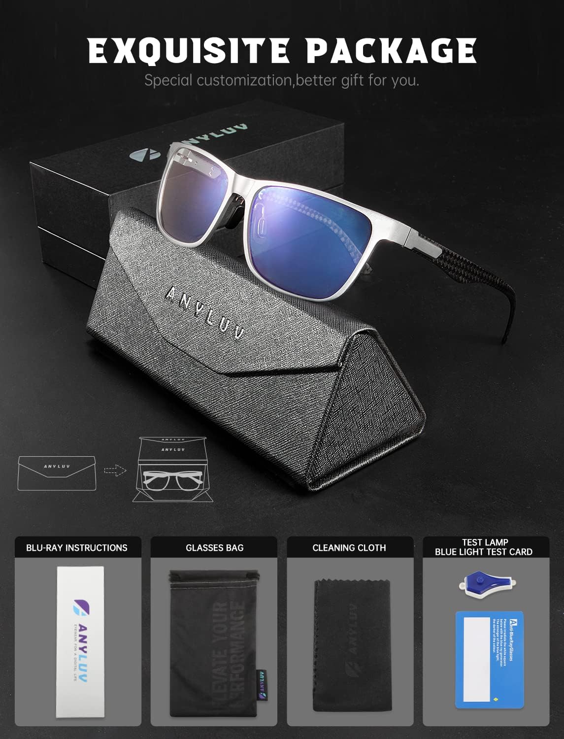 Upgraded Carbon Fiber Temples Blue Light Blocking Glasses 4550-1