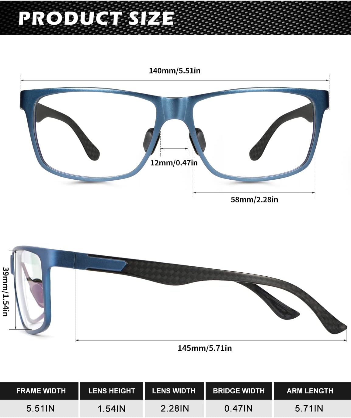 Upgraded Carbon Fiber Temples Blue Light Blocking Glasses 4550-1