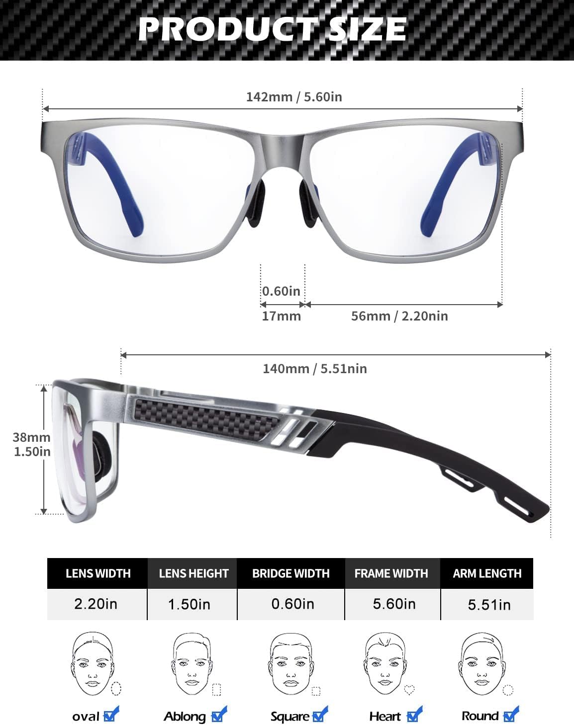Al-Mg Metal Frame Blue Light Blocking Glasses 4571-1