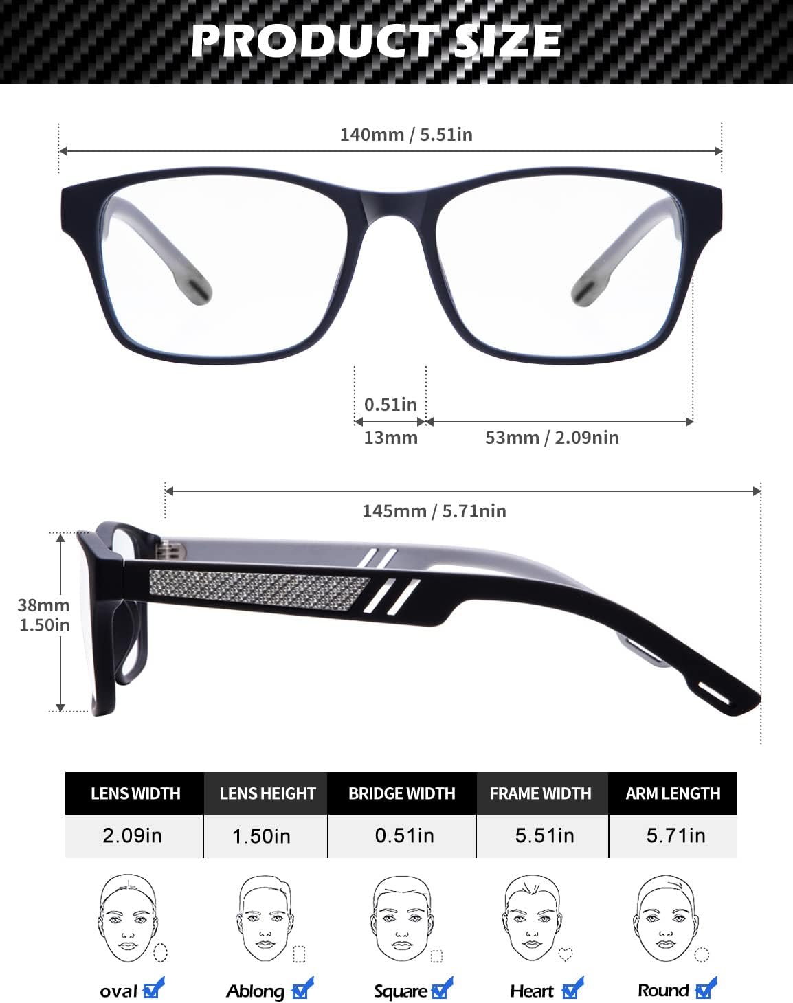 Upgraded Rectangular Frame Blue Light Blocking Glasses 4579-1