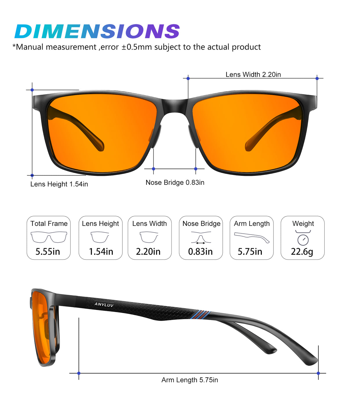 ANYLUV Blue Light Glasses Men/Women, Al-Mg Metal Computer Blue Light Blocking Glasses, Relieve Eyestrain and Eye Protection WMAN9956-1