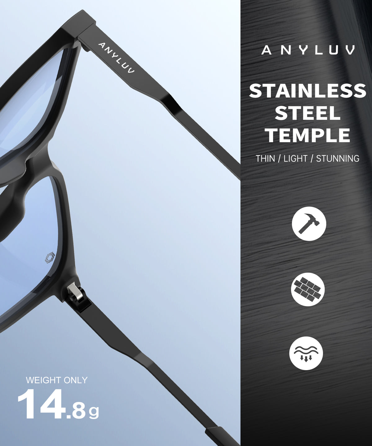 ANYLUV Blue Light Glasses for Men, Lightweight Computer Gaming Glasses, Stylish Anti Eyestrain Blue Light Blocking Men WM114-2EP