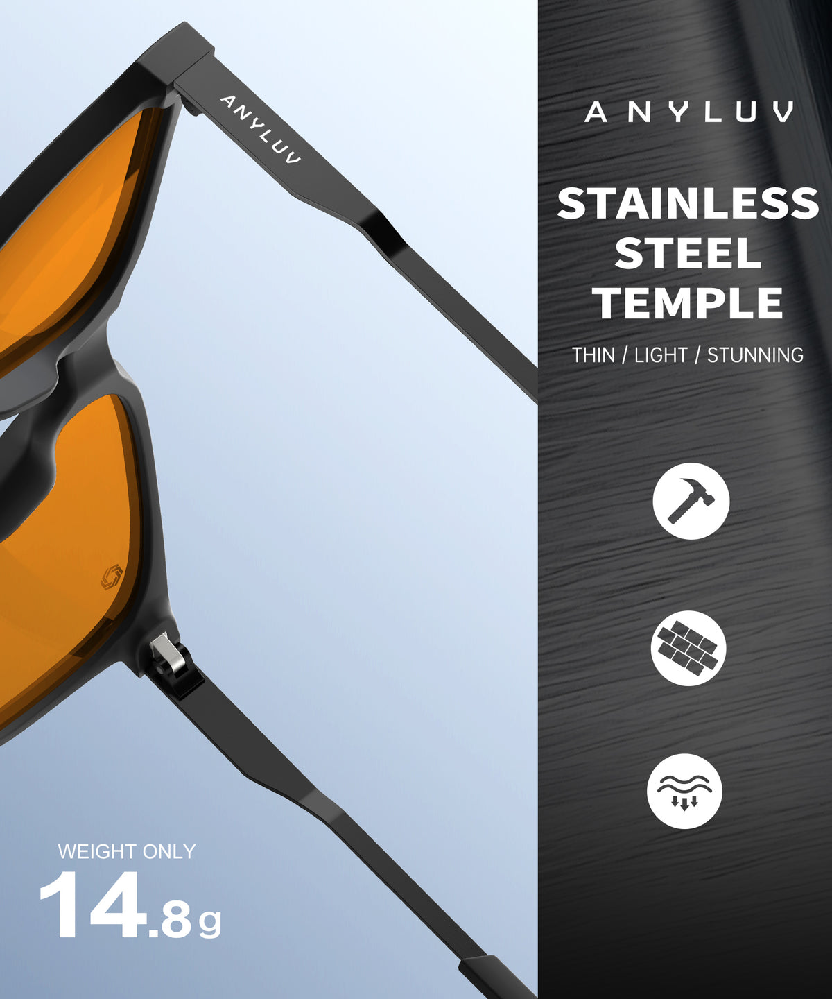 ANYLUV Blue Light Glasses for Men, Lightweight Computer Gaming Glasses, Stylish Anti Eyestrain Blue Light Blocking Men WM114-2MP