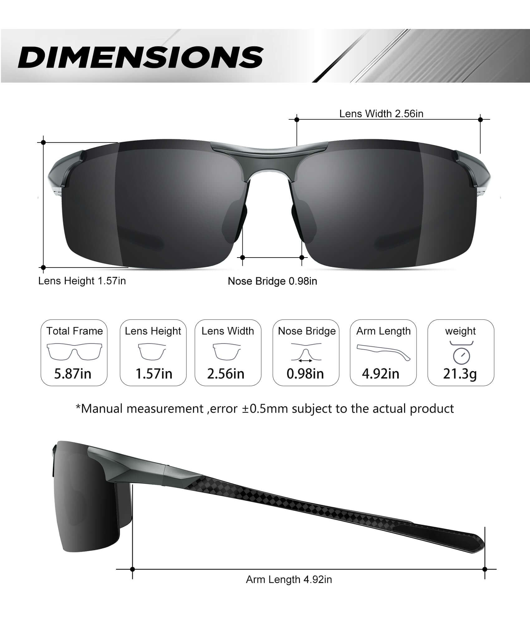 Lightweight Al-Mg Carbon Fiber Polarized Sunglasses A69