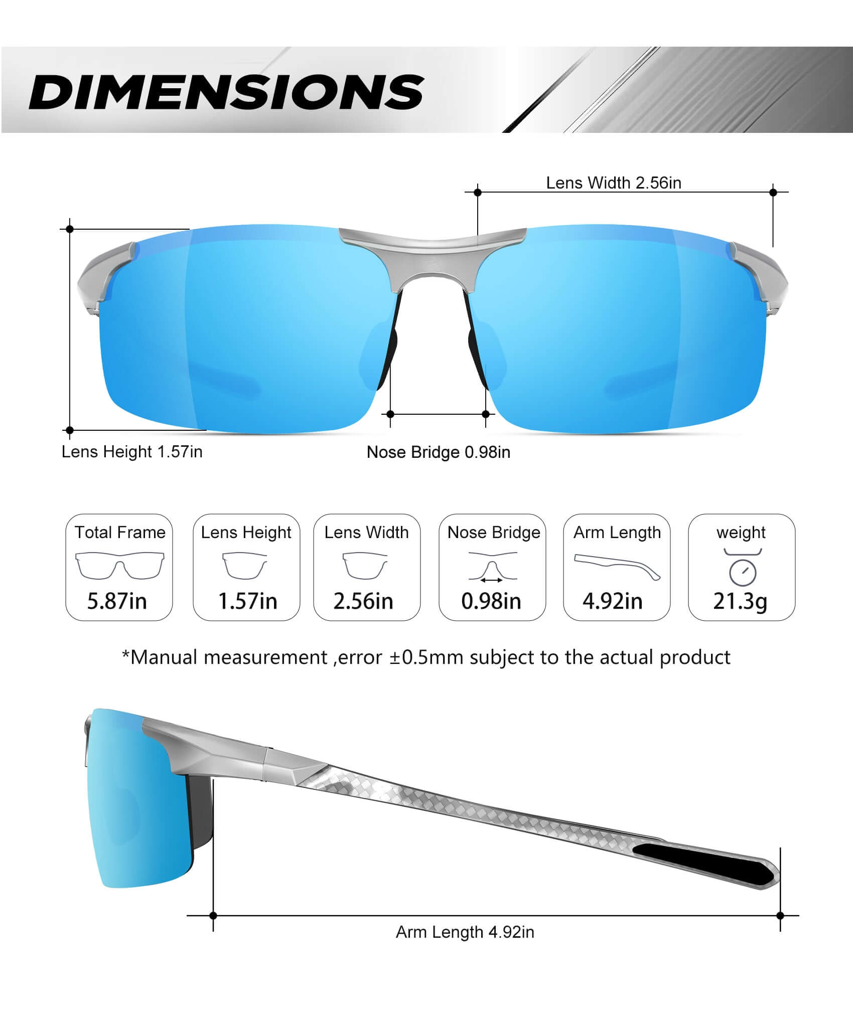 Lightweight Al-Mg Carbon Fiber Polarized Sunglasses A69