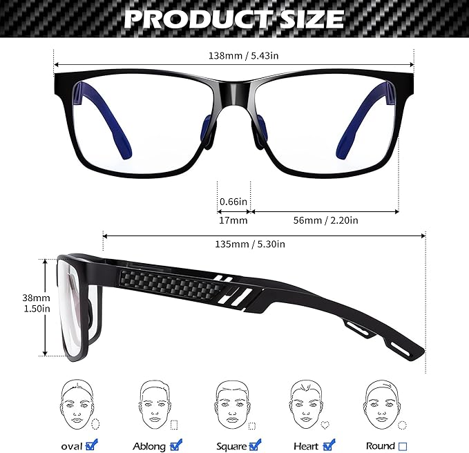 ANYLUV Blue Light Blocking Glasses Men Computer Gaming Glasses Lightweight Al-Mg Metal Anti Eyestrain Eye Protection 4571-1