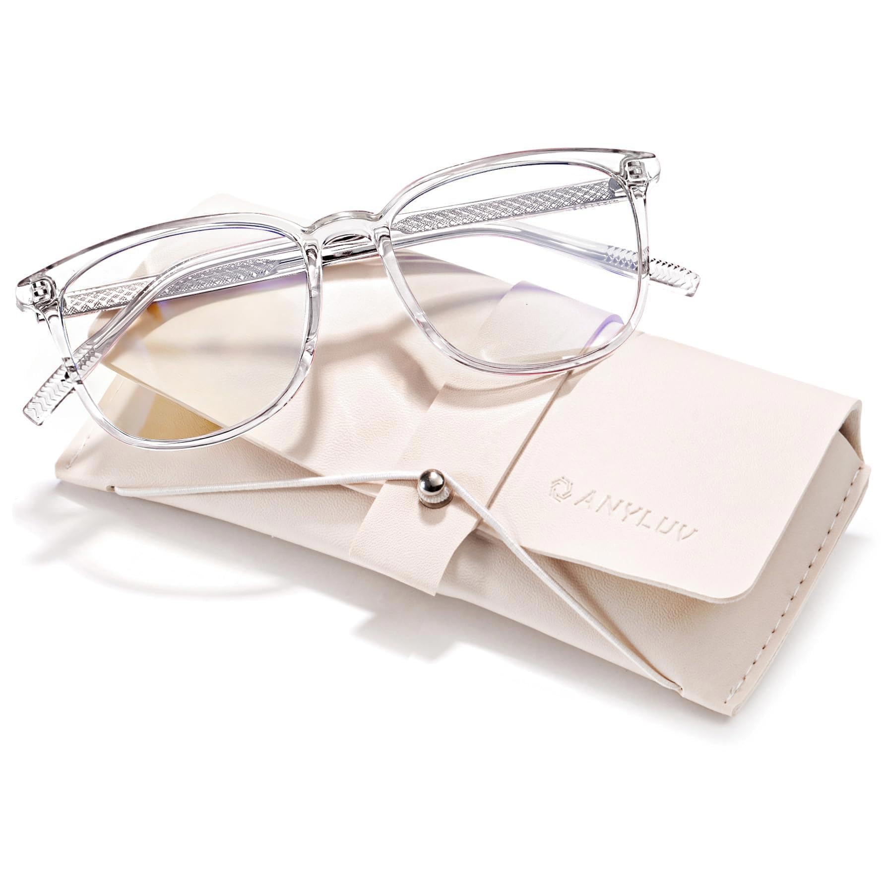 ANYLUV Reading Glasses for Women Blue Light Blocking Stylish Transparent Frame Computer Readers Lightweight Eyeglasses,+1.50(WMAN161-5EP-L150)