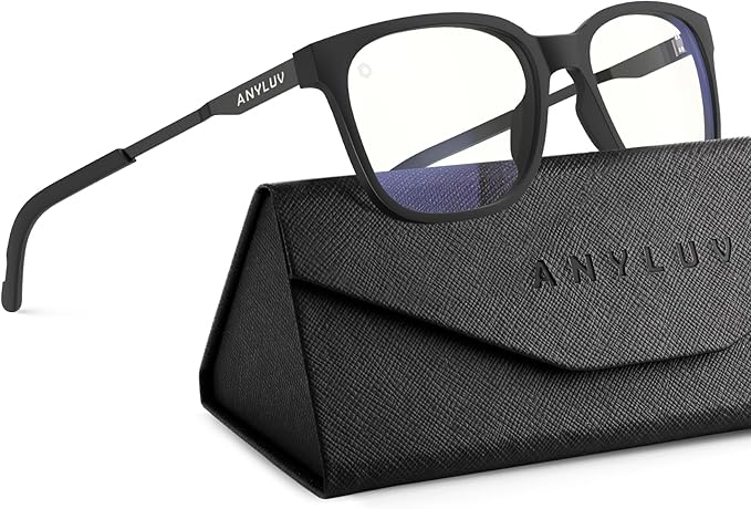 ANYLUV Blue Light Glasses for Men, Lightweight Computer Gaming Glasses, Stylish Anti Eyestrain Blue Light Blocking Men A114-2EP