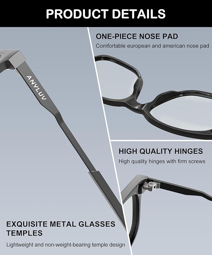 ANYLUV Blue Light Glasses for Men, Lightweight Computer Gaming Glasses, Stylish Anti Eyestrain Blue Light Blocking Men A114-2EP