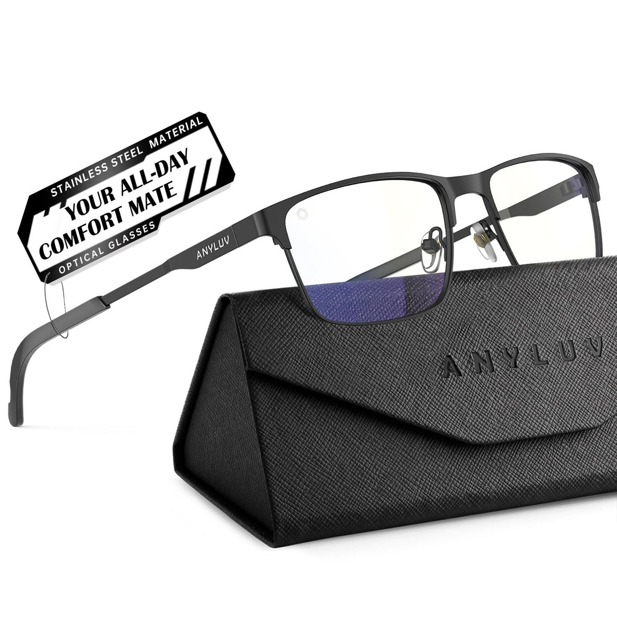 ANYLUV Blue Light Glasses for Men/Women, Lightweight Blue Light Blocking Glasses, Anti-Eye Strain Computer Glasses for Gaming WMAN132-1EP