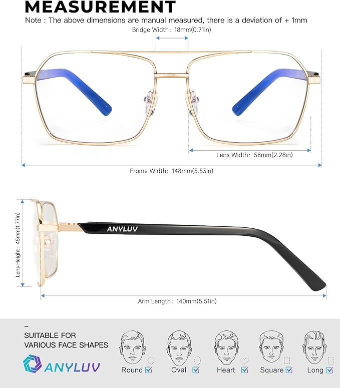 ANYLUV Blue Light Glasses Men/Women, Blue Light Blocking Glasses, Computer Screen Blocker Eyes Protection Glasses 4528-2