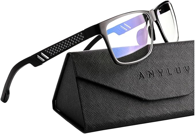 ANYLUV Blue Light Blocking Glasses Men Computer Gaming Glasses Lightweight Al-Mg Metal Anti Eyestrain Eye Protection 4571-1
