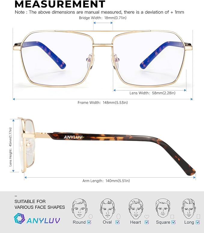 ANYLUV Blue Light Glasses Men/Women, Blue Light Blocking Glasses, Computer Screen Blocker Eyes Protection Glasses 4528-3