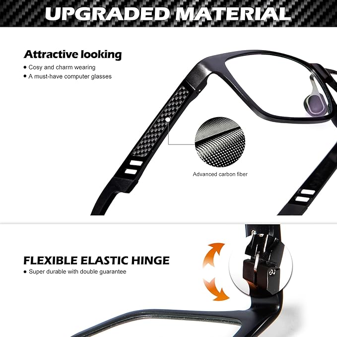 ANYLUV Blue Light Blocking Glasses Men Computer Gaming Glasses Lightweight Al-Mg Metal Anti Eyestrain Eye Protection 4571-1