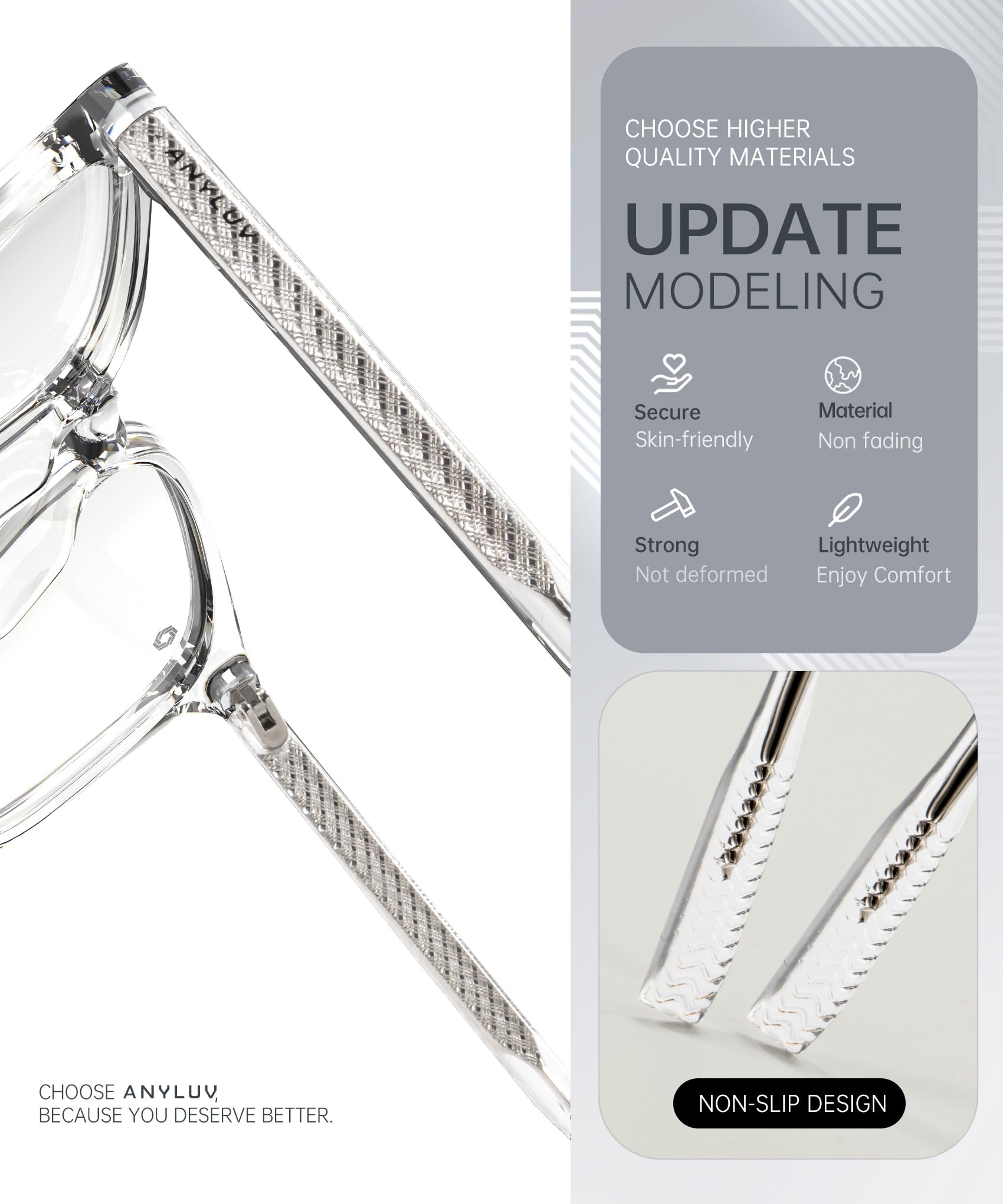 ANYLUV Reading Glasses for Women Blue Light Blocking Stylish Transparent Frame Computer Readers Lightweight Eyeglasses,+1.50(WMAN161-5EP-L150)